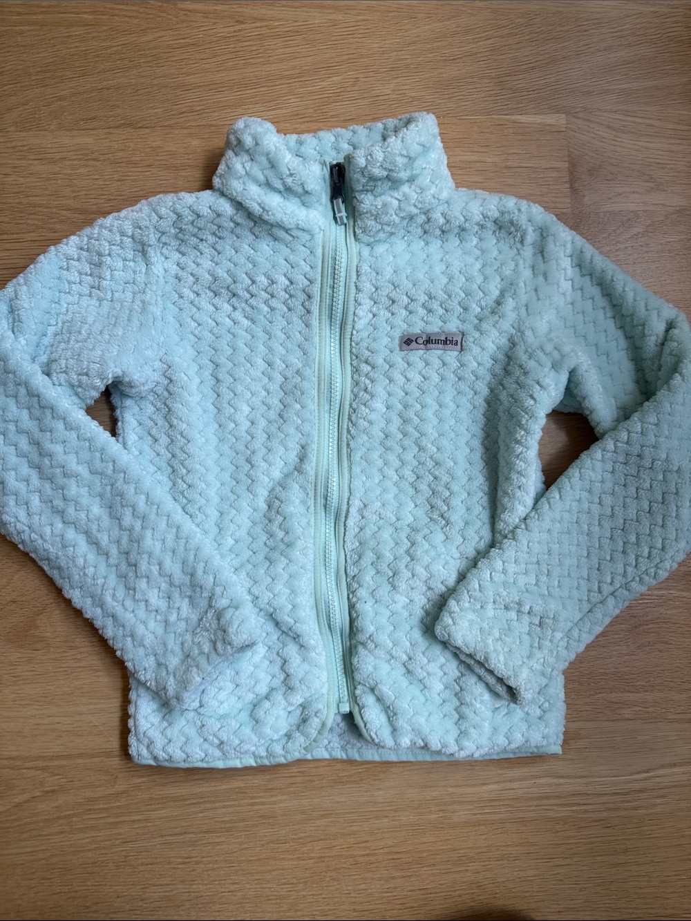 Columbia Mint Green Chevron Sherpa Zip Jacket